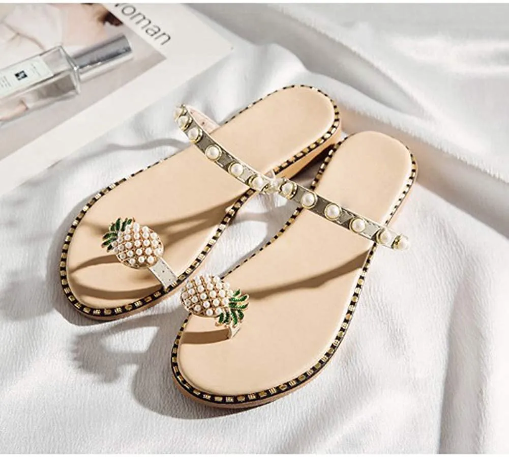 Pineapple Pearl Beaded Summer Sandals
