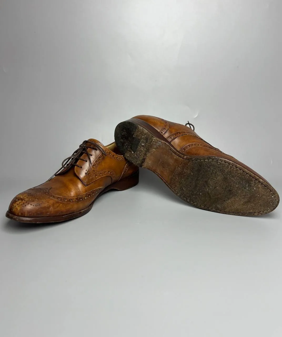 RALPH LAUREN Wingtip Oxford Brown Leather Men’s Shoes Size E 7 1/2